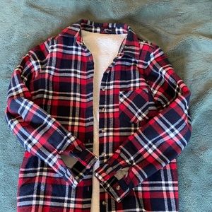 Flannel Sherpa-Lined Button Up Shirt- warm & cozy!